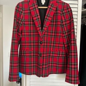 J Crew Red Stewart Plaid Blazer NWOT